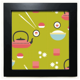 thumbnail image 1 of Tetera taza arroz sushi de Japón Mesa de pared con marco cuadrado negro, 1 of 4