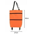 thumbnail image 6 of Pebbuoy Foldable Roller Shopping Bag with Rotary Wheels Large Capacity Great Load Bearing Straps Waterproof Fabric Smooth Zipper Retractable Trailer Grocery Bag, 6 of 7