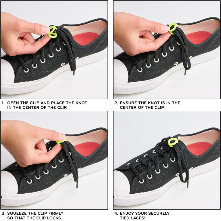 The Original Stretchlace Shoelace Knot Clips Keep Shoe Laces Tied & Secure | Shoelace Bow Clip Accessory