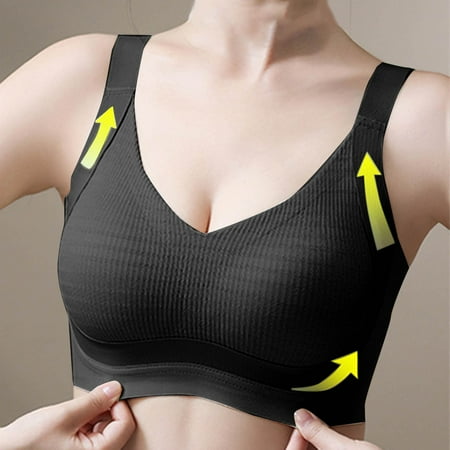 MLCDZ Bras for Women No Underwire  Powerful Push Up Bra Wireless Bras for Women Soft and Lightly  Full Coverage Seamless Anti Sagging Minimizer Bras for Everyday Black XXXXL