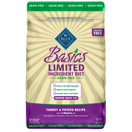 Blue Buffalo Basics Limited Ingredient Diet Grain Free, Natural Indoor Adult Dry Cat Food, Turkey & Potato,