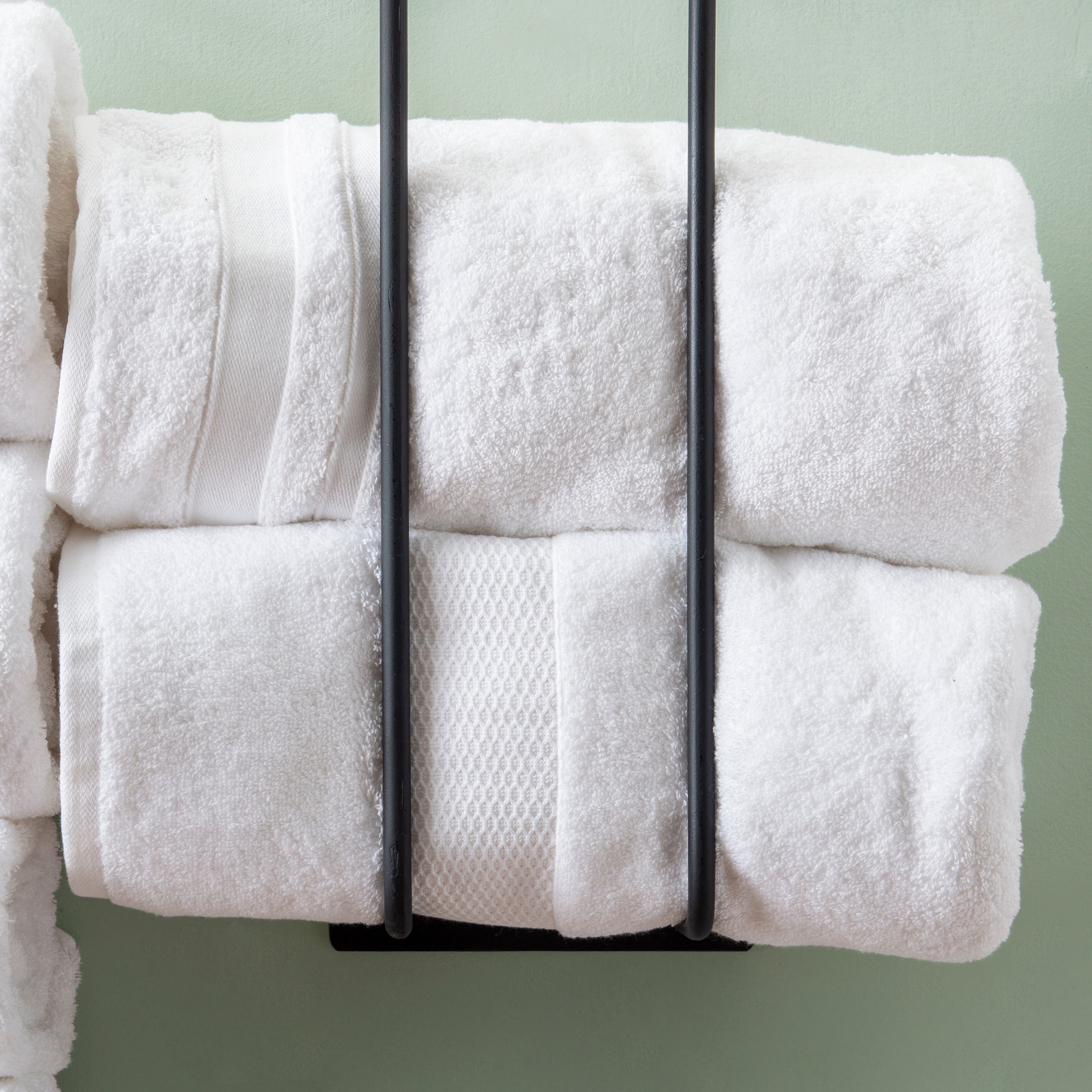 Brabson Wall-Mounted Metal Bathroom Towel Rack, Set of 2, Black