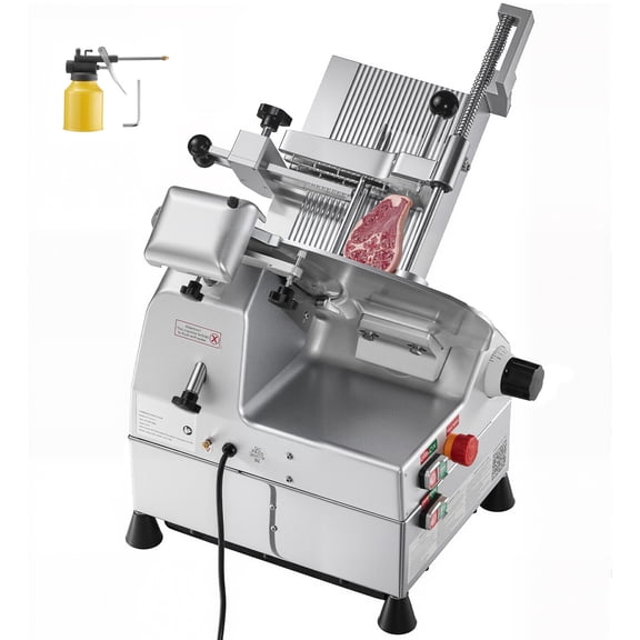 KFFKFF Automatic Meat Slicer, 500W Electric Deli Machine with 10-inch Durable Steel Blade, Adjustable Thickness 0-0.67 inch, 633 RPM High-Speed Slicing for Frozen Meat, Cheese, and Bread