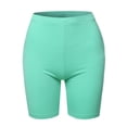 thumbnail image 2 of A2Y Women's Basic Solid Premium Cotton Mid Thigh High Rise Biker Bermuda Shorts Blue Mint 3XL, 2 of 5