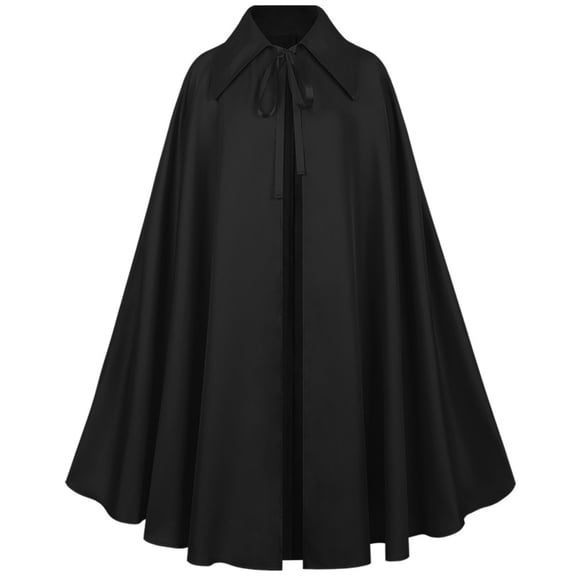 Levmjia Women Solid Cape Cloak Stand Collar Long Flowy Coat Soft Vintage Outerwear Halloween Party Events