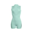 thumbnail image 1 of VISgogo Body corto sin mangas para mujer, color sólido acanalado en la parte delantera con media cremallera Slim Fit Jumpsuit Clubwear VISgogo  moda, 1 of 6
