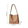 thumbnail image 3 of Woven Tote Bag Leather Bucket Bags for Women Summer Hobo Handbag Beach Vacation Purse Vintage Shoulder Bag for Travel, 3 of 7
