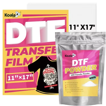 KOALA DTF Film Powder Starter Kit - 11x17 DTF Transfer Film 50 Sheets Clear Sublimation Paper   2.2lb DTF Transfer Powder