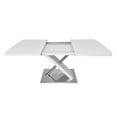 thumbnail image 5 of 47.25''-63'' Modern White Glossy Dining Table for 4-6 People, Extendable Dining Table with Crossed Metal Base and Stainless Steel Tubes, Large Dining Table  White(Same SKU:W757P160404), 5 of 12