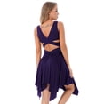 thumbnail image 2 of YiZYiF Womens Asymmetrical Mesh Ballet Dance Maxi Dress with Built-In Leotard Ballerina Lyrical Dance Costume Purple-A L, 2 of 7