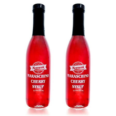 Sanniti Maraschino Cherry Cocktail Syrup, 12.7 ounce Bottle (Pack of 2)