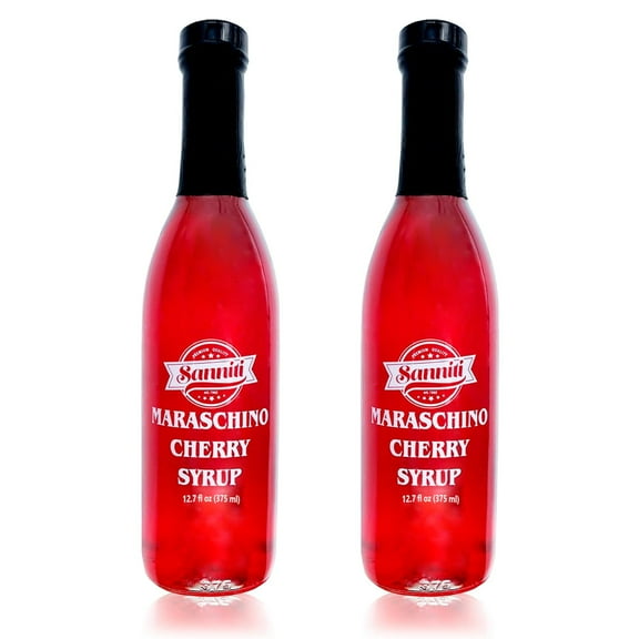 Sanniti Maraschino Cherry Cocktail Syrup, 12.7 ounce Bottle (Pack of 2)