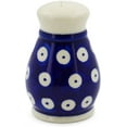 thumbnail image 2 of Polish Pottery 3-inch Pepper Shaker (Blue Eyed Peacock Theme) Hand Painted in Boleslawiec, Poland + Certificate of Authenticity, 2 of 6