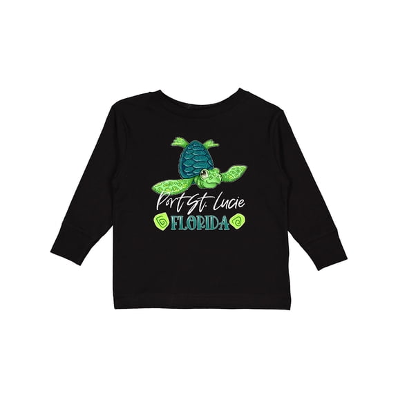 Inktastic Port St. Lucie, Florida Happy Sea Turtle Boys or Girls Long Sleeve Toddler T-Shirt