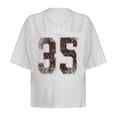 thumbnail image 4 of Tfken Summer T-Shirts For Women V Neck Half Sleeve Print Tops Trendy Daily Wear Female Leisure Shirts White, 4 of 6