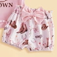 thumbnail image 6 of UngA Western Baby Girl Summer Outfit Short Sleeve New Cowgirl in Town Romper Boots Print Shorts Set Newborn Cowgirl Clothes 0-3 Months,Pink, 6 of 6