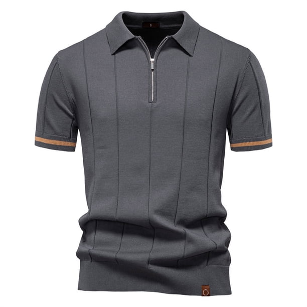 pstuiky camisetas para hombre, Suéter informal de manga corta con cuello vuelto, cómodo y liso para hombre camisas casuales para hombre l