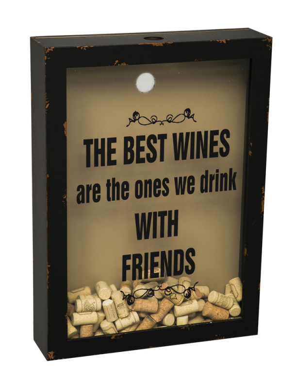 Wood And Glass Wine Cork Holder 16" X 4" X 22"