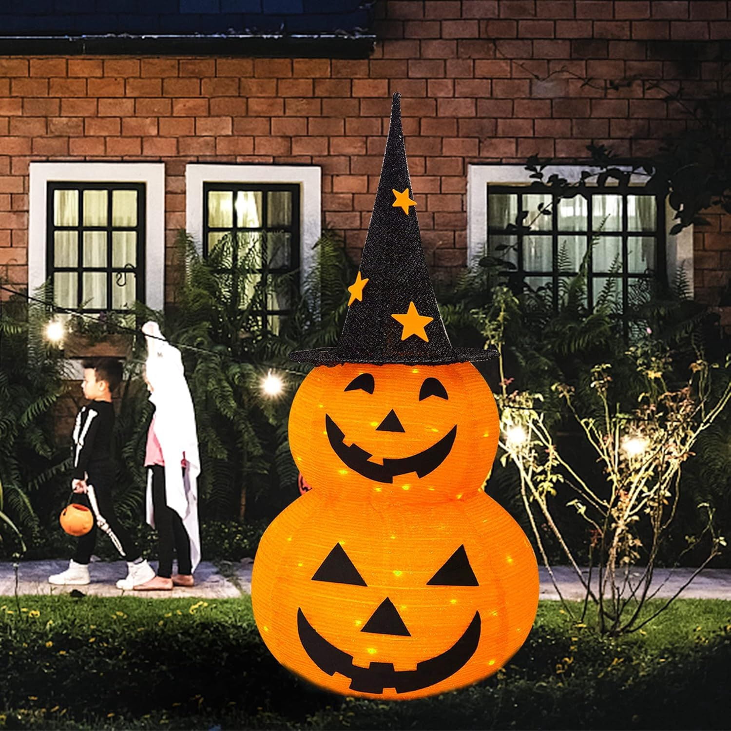 3 FT Collapsible Pumpkin Man with 50 LED Lights for Halloween Decor