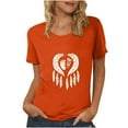 thumbnail image 1 of Hauts d'Été Décontractés pour Femmes Orange Manches Courtes Col Rond Imprimé Graphique Blouse Décontractée T-Shirt, 1 of 4
