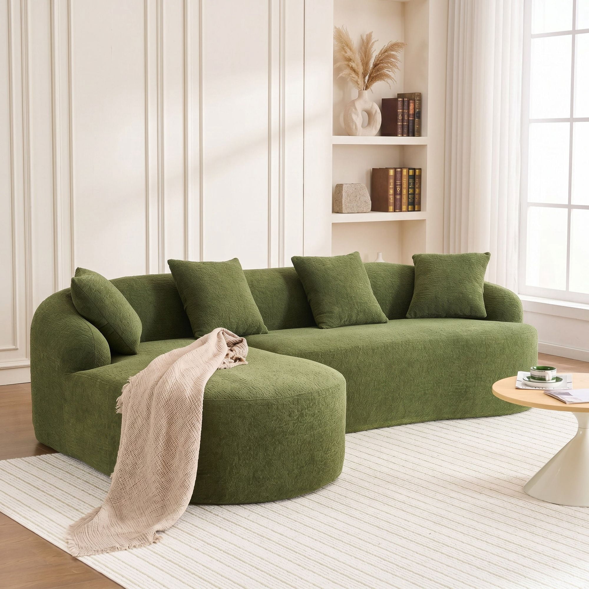 Sailvan L-Shape Sectional Sofa, 30D High-Density Foam Modular Chenille Couch for Living Room