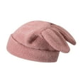 thumbnail image 2 of segolike Cute Rabbit Ear Knitted Hat Knit Hat Adults Warm Hat Casual Headgear Comfortable Beanie for Hiking Camping Outdoor Pink, 2 of 8