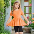 thumbnail image 5 of snilers Girls Clothes 2 Piece Summer Outfits Short Sleeve Pleated T-Shirts and Shorts Beach Summer Kids Clothing Set Size 5-15 Years, 5 of 8
