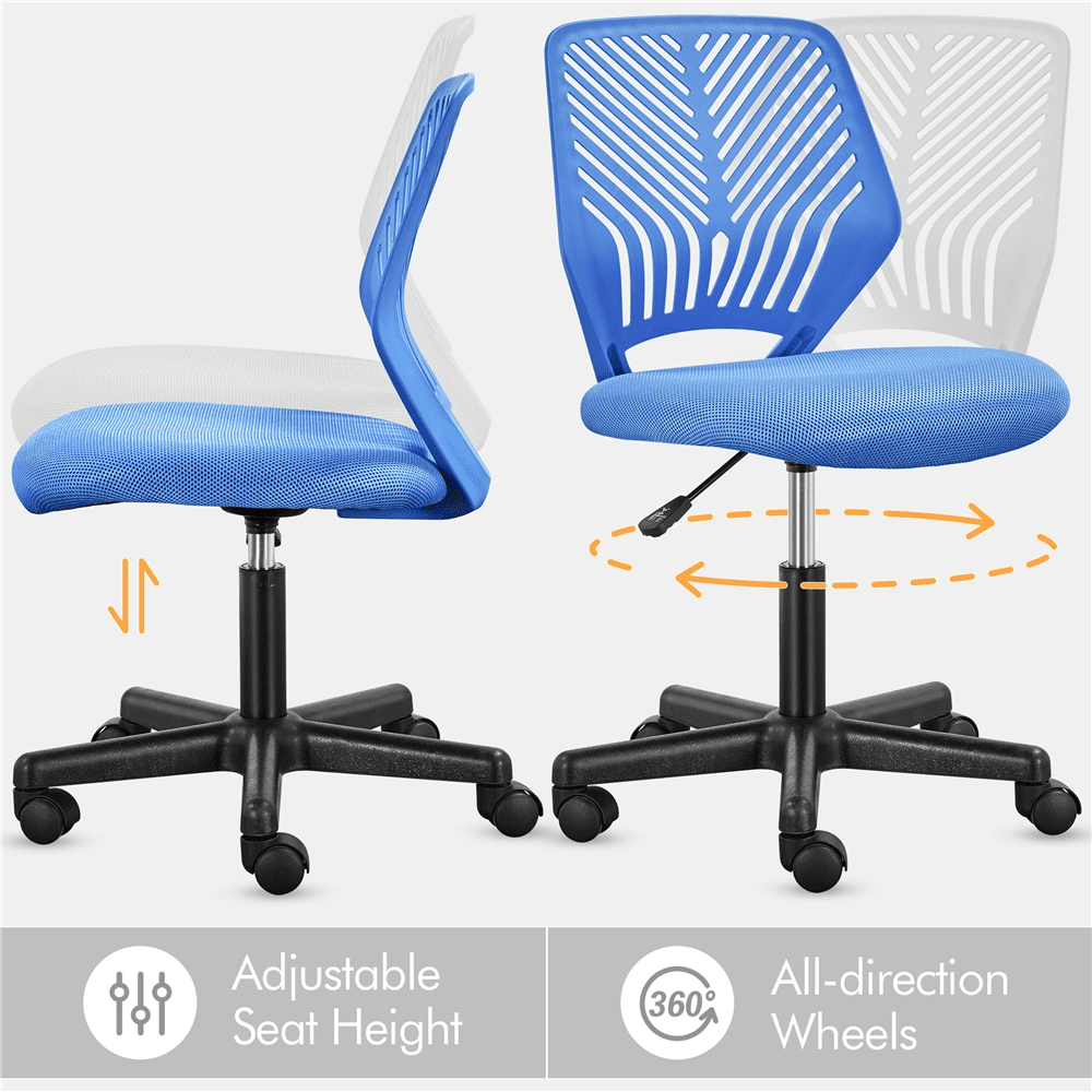 Alden Design Adjustable Armless Mesh Office Chair for Home Office, Blue
