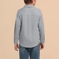 thumbnail image 5 of Boys Long Sleeve Dress Shirts Kids Classic Collared Button-Down Shirt School Uniform Shirts Gray,1-2 Years, 5 of 6
