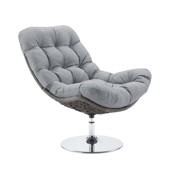 Modway Brighton Wicker Rattan Patio Swivel Lounge Chair in Light Gray/Gray