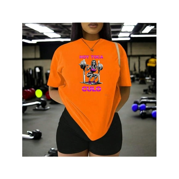 Playera Divertida Para Gimnasio Hoy Toca C*** Playera Para hacer Ejercicio Color Anaranjado Talla Chica Marca Emil SaEs