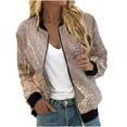 thumbnail image 2 of Chaquetas y abrigos casuales sin capucha de manga larga para mujer, chaqueta tipo cárdigan con bolsillo estampado, chaqueta con cremallera, abrigo casual de manga larga, abrigo de poliéster para mujer, 2 of 5