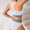 thumbnail image 4 of WTOBBY Women's Seamless Bra & Shorts Set: Sporty Colorblock Activewear for Yoga, Gym or Leisure, Comfortable Wirefree Support and Full Coverage,White L, 4 of 4