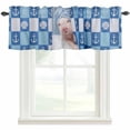 thumbnail image 4 of Kitchen Valances for Window, Funny Pink Pigs Bathing Nautical Shell Light Filtering Rod Pocket Valance Curtain, Blue Plaid Lattice Short Curtains Window Topper for Bedroom Living Room 54x18in, 4 of 9