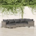 thumbnail image 1 of vidaXL 6 Piece Garden Lounge Set with Cushions Grey Poly Rattan, 1 of 5