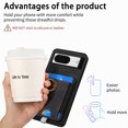 thumbnail image 3 of Allytech for Google Pixel 8 2 in 1 Detachable Wallet Case, Retro PU Leather Ring Kickstand Card Slots Case for Women Men, Strong Magnetic Shockproof Slim Case for Google Pixel 8 - Black, 3 of 10