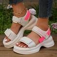 thumbnail image 2 of WEAIXIMIUNG Sandals Women Wedge Sandals for Women Black Sandals Women Fashion Block Heel Sandals with Adjustable Ankle Strap Sandals Women Dressy Summer Flat Wide Feet 2024 White 38, 2 of 7