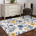 thumbnail image 4 of Yellow Blue Flower Washable Area Rugs 4'x6', Abstract Floral Low Pile Throw Living Room Rug Non-Slip Sturdy Edge Binding Carpet for Indoor Entryway Bedside Kitchen, 4 of 9