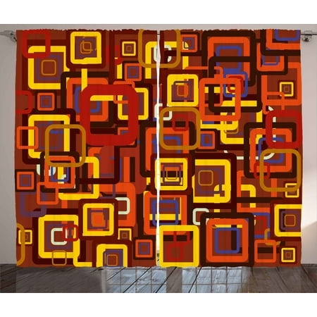 Abstract Geometric Wall Panel Abstract Curtains 2 Panels Set, Colorful Trippy Square Shaped Geometric Retro Textured Modern Artistic Graphic, Window Drapes for Living Room Bedroom, 108W X 108L Inches, Multicolor, by Ambesonne ()