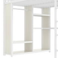 thumbnail image 6 of Queen Size Loft Bed with Desk and Wardrobe, Metal Gaming Loft Bed with Safety Guardrails and Open Shelves, No Box Spring Needed, White, 6 of 8