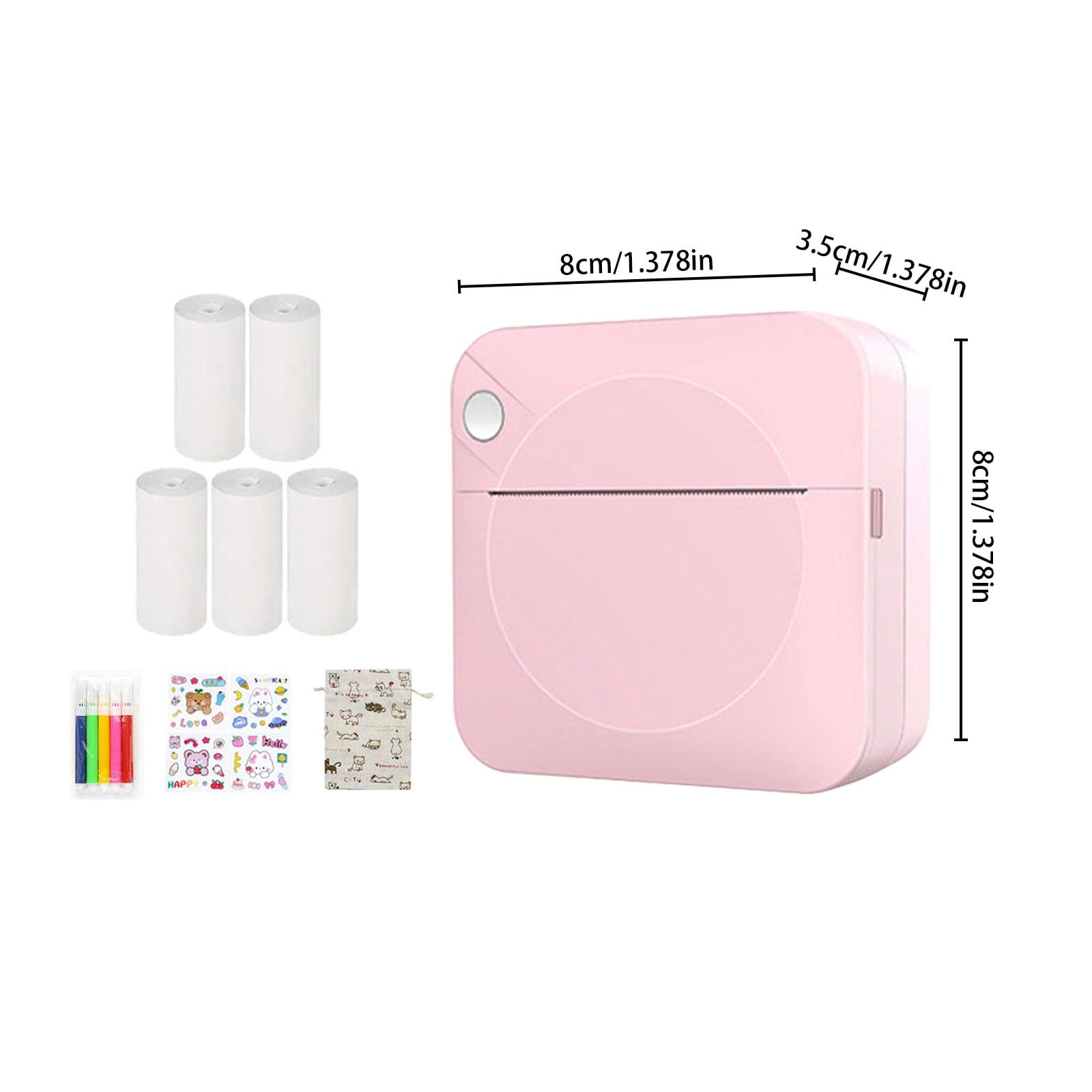 ZOURIH Sticker Printer-Mini Printer Print Pods Portable Thermal Inkless Sticker Maker Machine Bluetooth Pocket Impresora Portatil Instant Print for Notes,Label,Pictures,Web Page,DIY,Gift,3 Rolls-Pink