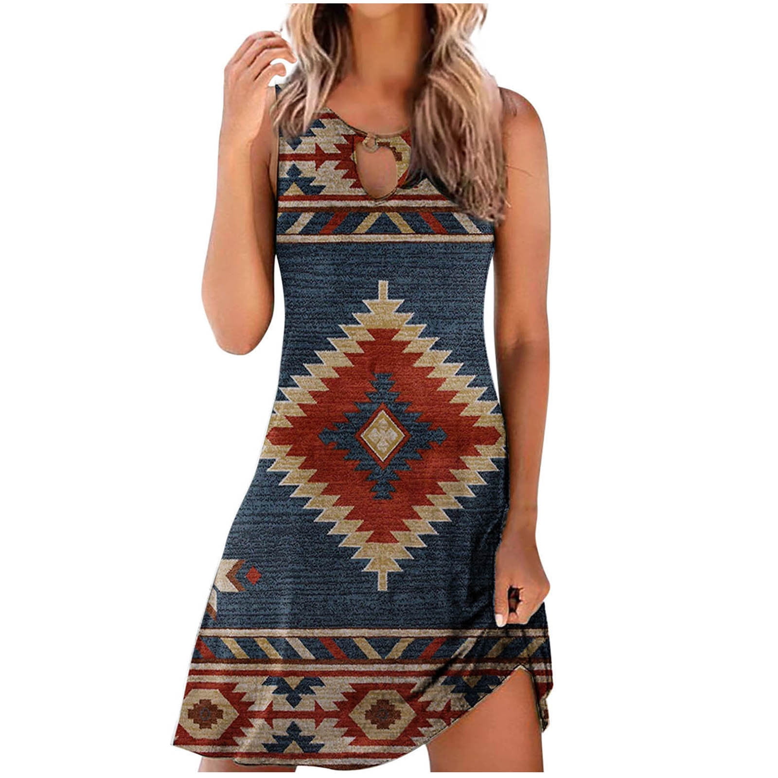 Womens Boho Dresses Sleeves Tropical Print Beach Dresses Beach