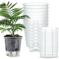 9-Piece Self Watering Planters - Clear Plastic Pots with Deep Reservoir and Drainage Holes