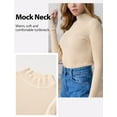 thumbnail image 4 of FEOYA Women Knit Sweaters Half Turtleneck Ladies Mock Neck Pullover Top Slim Fitted Fall Long Sleeve Sweater Beige, 4 of 7