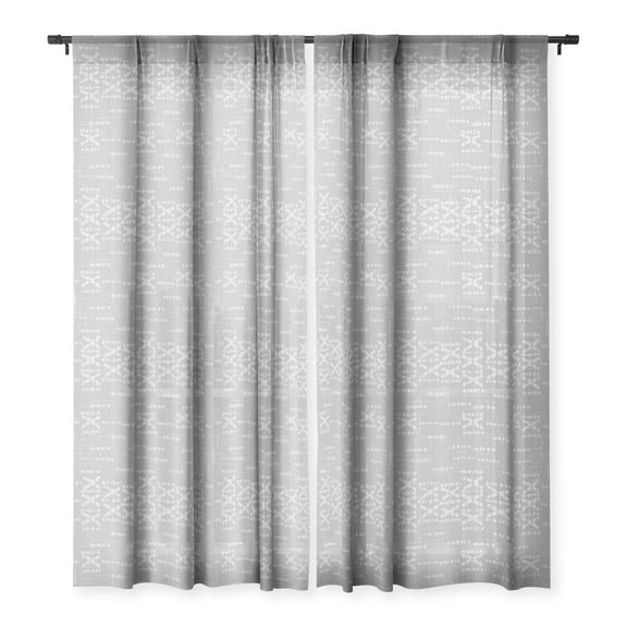 Society6 Holli Zollinger Aba Mudcloth Gris 50" x 84" Single Panel Sheer Window Curtain