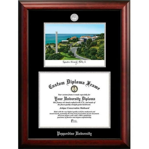 Campus Images CA944LSED-1411 14 x 11 in. Pepperdine University Silver Embossed Diploma Frame with Lithograph