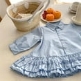 thumbnail image 4 of Ashirexll Little Girl Dresses, Girls Summer Dress, Summer Long Sleeve Shirt Dress Turndown Collar Casual Dress for Children, 4 of 6