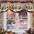 thumbnail image 6 of Christmas Tie Up Valances Curtain, ReinSled Cottage Snowflake Trees Plants Wood Red Adjustable Rod Pocket Short Window Treatment Tie Up Curtains Valances for Kitchen Living Room Bathroom 42x12 In, 6 of 9