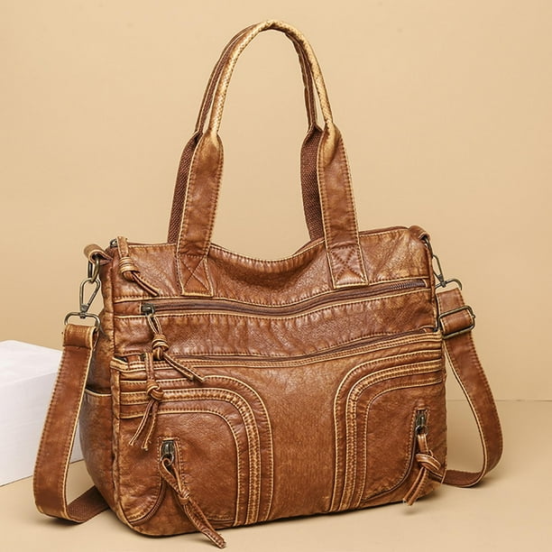 Bolso suave Hugo para mujer con correa para el hombro marrón Estilo A