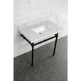 thumbnail image 2 of Kingston Brass KVBH3622M8SQ0 Templeton 36-Inch Carrara Marble Console Sink with Brass Legs (8-Inch, 3-Hole) in Carrara Marble White/Matte Black, 2 of 7
